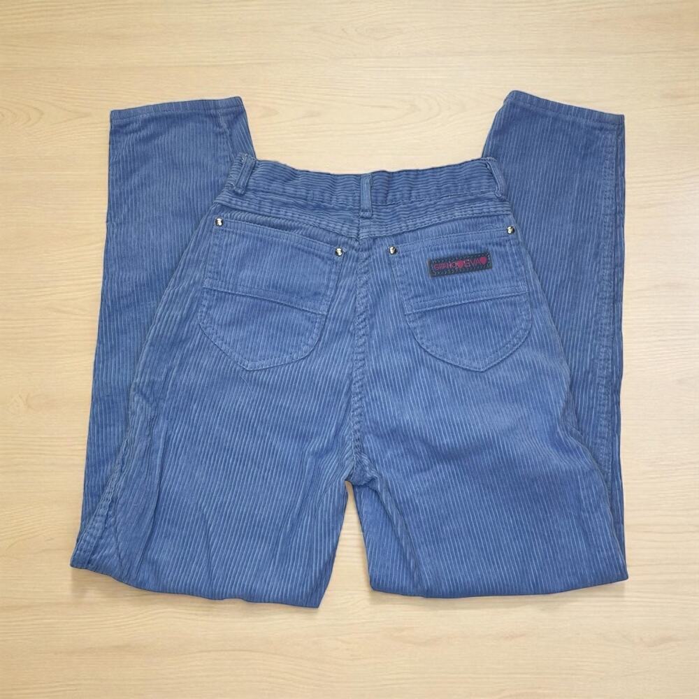 Vintage Gitano EVA Youth Corduroy Pants Blue Tapered Pleated 70s 80s Size 10-12